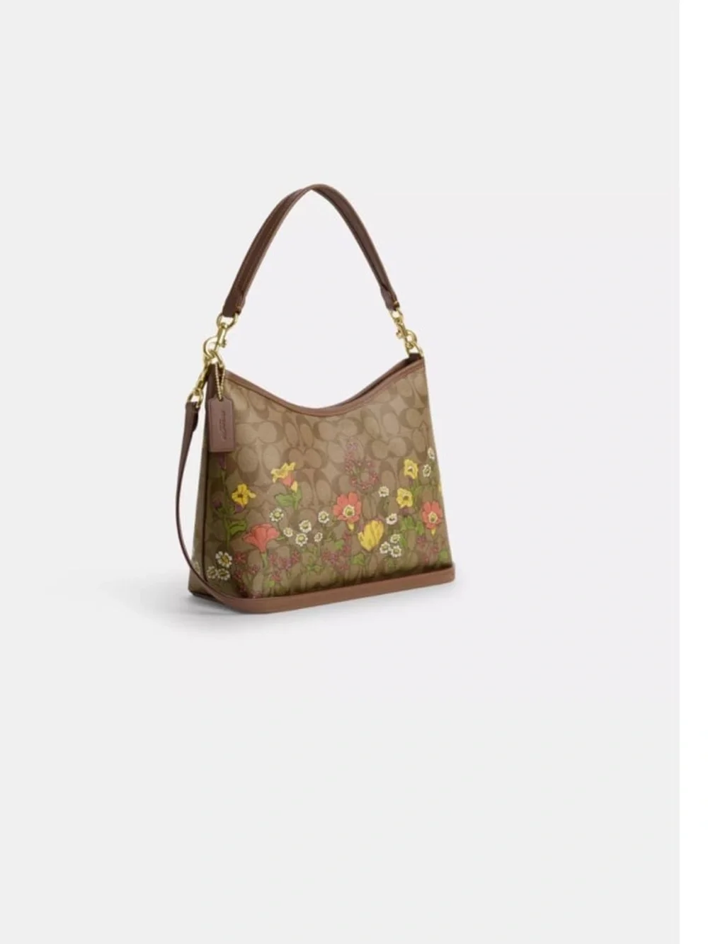 Coach Floral Monogram Shoulder Bag - Brown